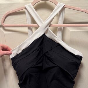 Lands' End Crossover Black and White Women's One Piece Swimsuit 22W